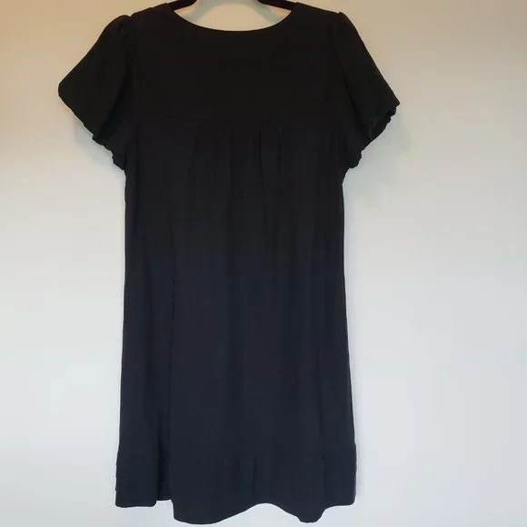 Silk Babydoll Mini Dress with Square Neck & Rose Detail - Picture 2 of 8